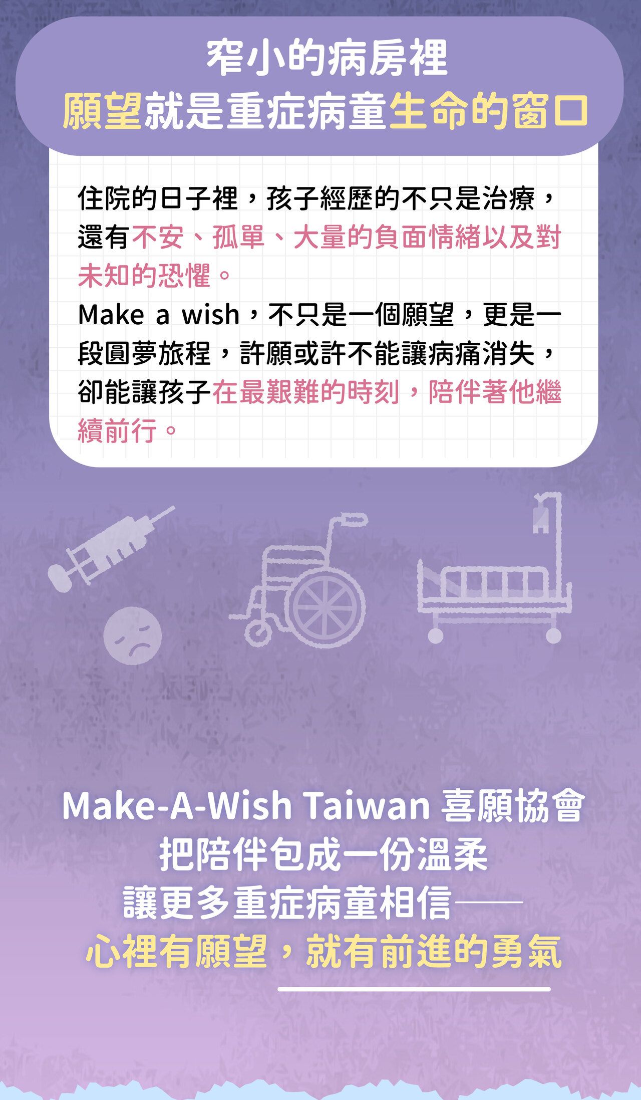 窄小的病房裡，願望就是重症病童生命的窗口