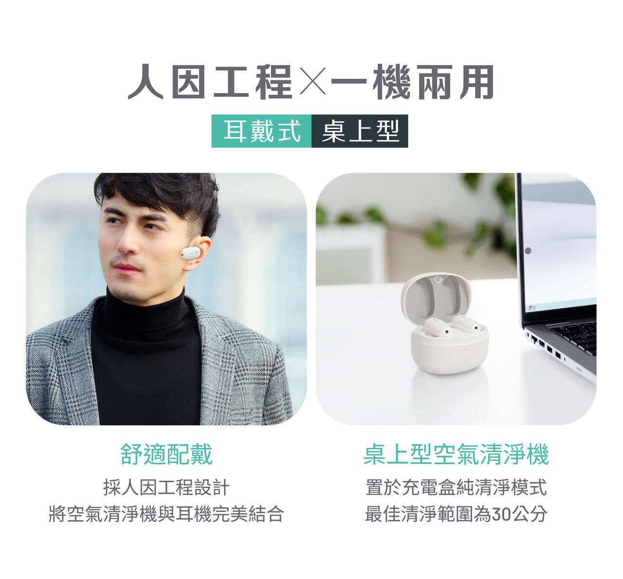 桌上型空氣清淨機, 穿戴式空氣清淨機, 攜帶式空氣清淨機