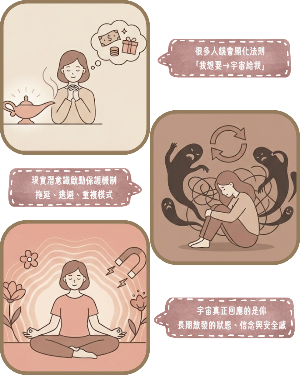 誤以為顯化是「我想要➡︎宇宙給我」