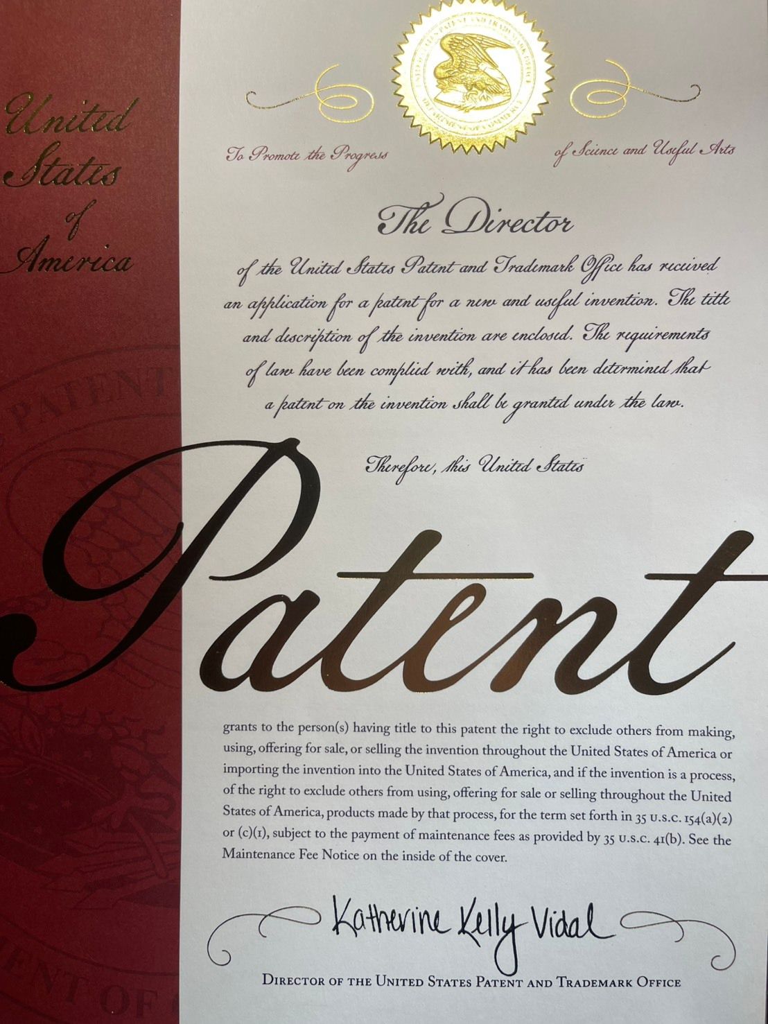 美國USA.發明專利證書 (1)