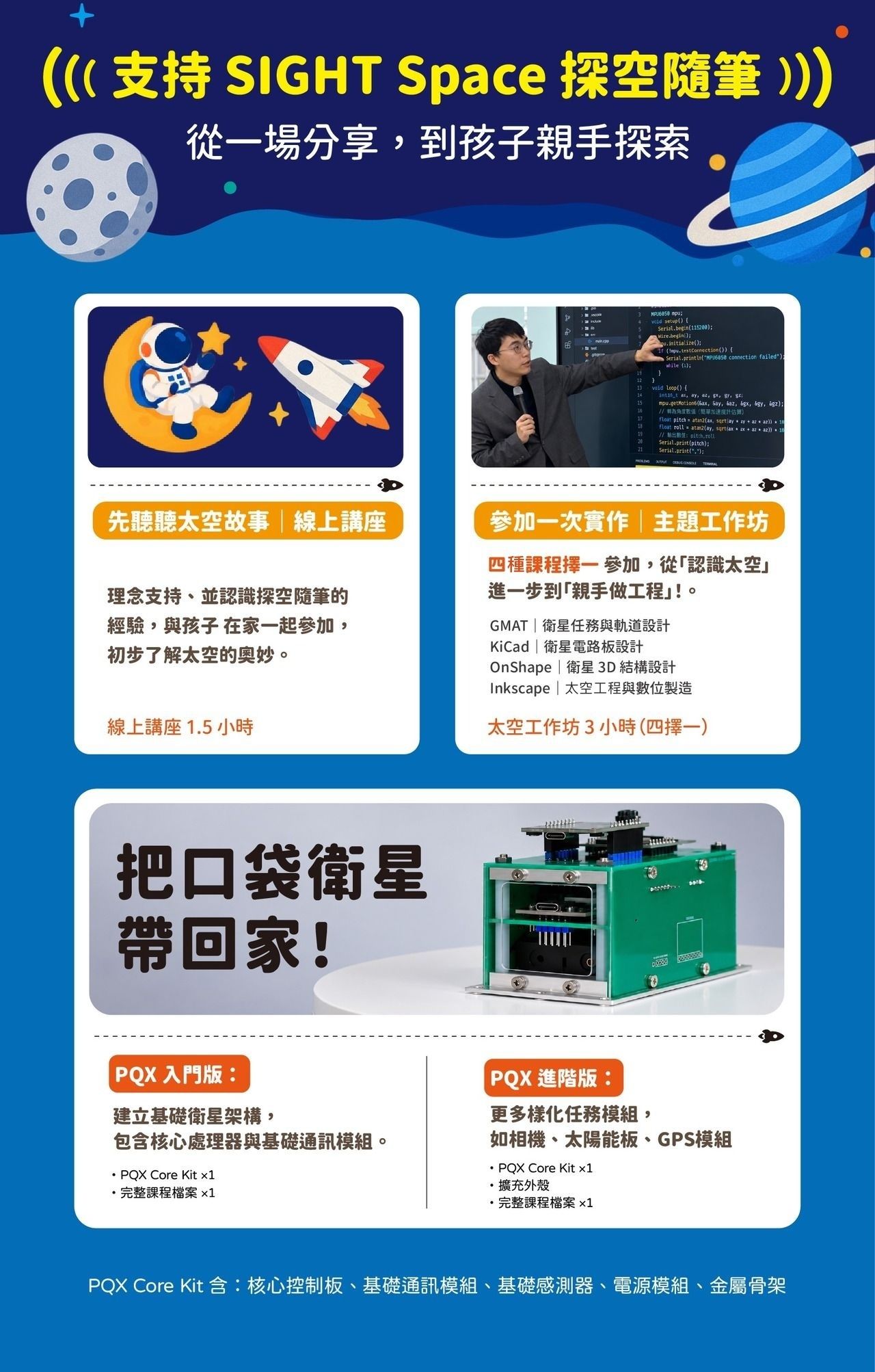 支持 PQX 太空教育教具的參與方式